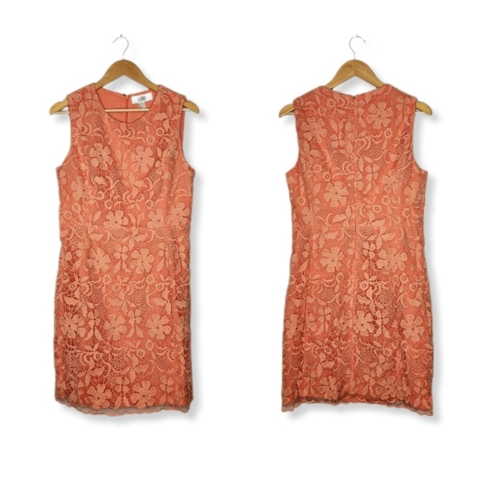 Badgley Mischka Belle Orange Floral Lace Dress Size 12